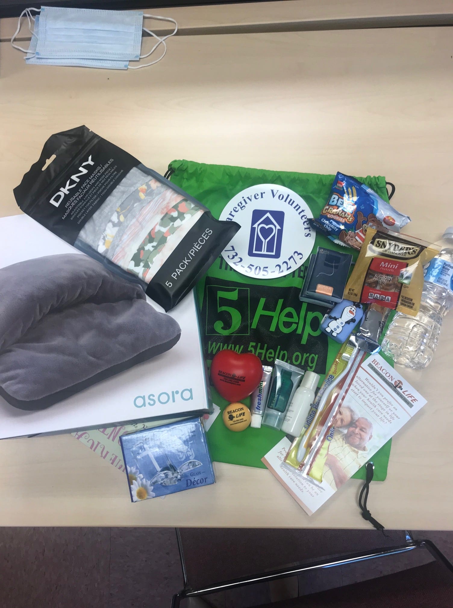 Goodie bags distributed by CVCJ and partners