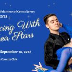 Blue Banner with a couple dancing at right, text on left says "Caregiver Volunteers of Central Jersey Presents DANCING WITH THEIR STARS Wednesday, September 30, 2026 6:00pm - 10:00pm Eagle Oaks Golf & Country Club Farmingdale NJ"