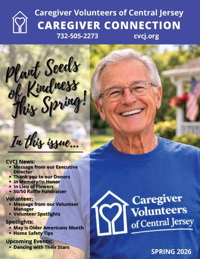 Cover of Spring Newsletter featuring an older man wearing a blue CVCJ shirt